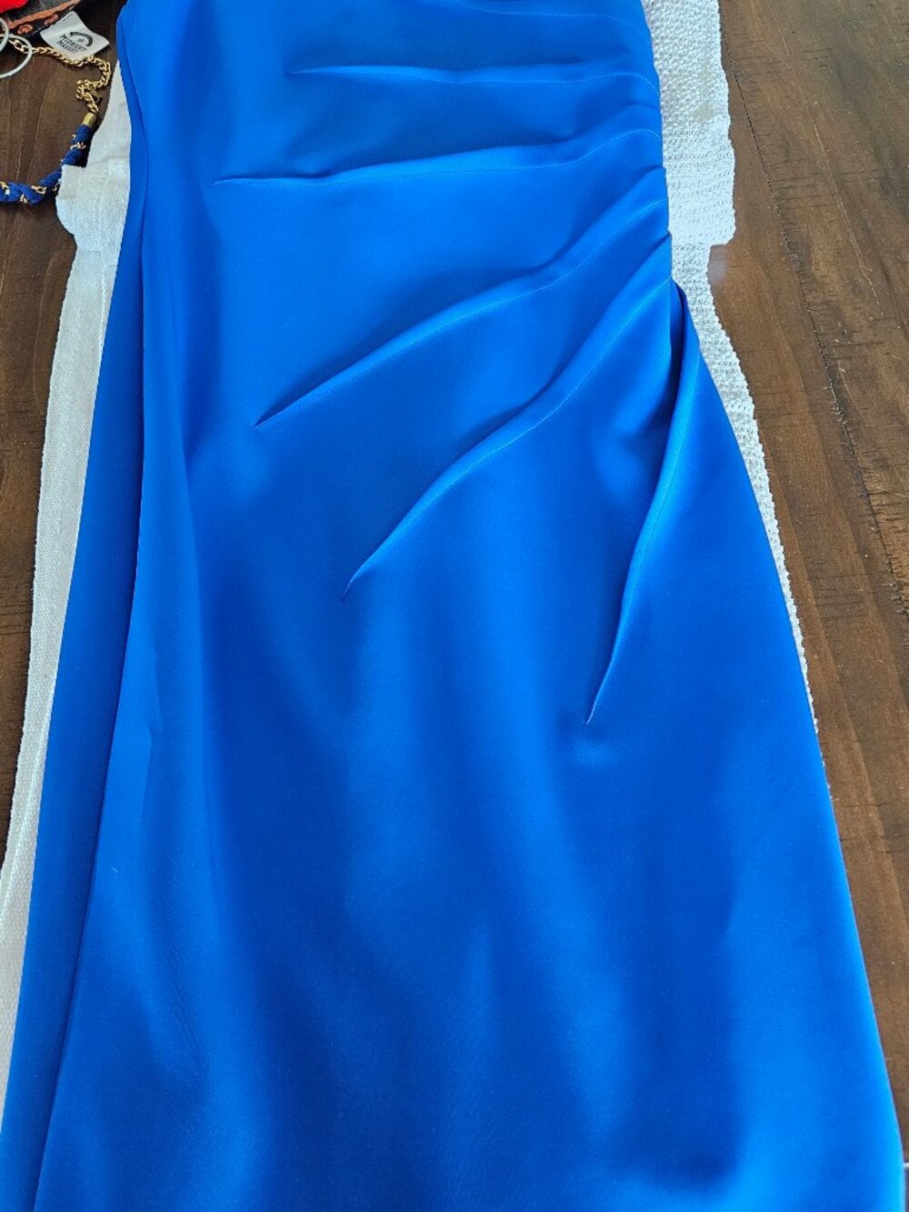 Calvin Klein Royal Blue Sheath Dress - Asymmetrical pleated front size 4